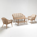 Trendgoat 4-seater rattan-style outdoor furniture set with 2-seater sofa, two armchairs, and glass-top table

