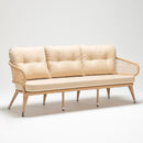 Three-seater outdoor sofa in rattan-effect resin wicker with chesterfield beige cushions design – Bay Collection by Trendgoat