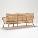 Three-seater outdoor sofa in rattan-effect resin wicker
 with chesterfield beige cushions design – Bay Collection by Trendgoat