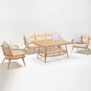 Trendgoat Bay 5-seater rattan-style in chesterfield design outdoor furniture set with 3-seater sofa, two armchairs, and glass-top table 