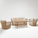 Begonia 5-seater outdoor rattan-effect lounge set with 3-seater sofa, two armchairs, and glass-top table by Trendgoat

