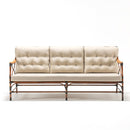 Three-seater garden sofa with handwoven bamboo-look resin wicker and removable beige cushions – Berrie Bamboo Collection by Trendgoat