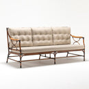 Three-seater garden sofa with handwoven bamboo-look resin wicker and removable beige cushions – Berrie Bamboo Collection by Trendgoat