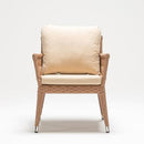 Rattan-style resin wicker armchair with Olefin cushion in beige part of Trendgoat Camellia set