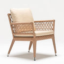 Rattan-style resin wicker armchair with Olefin cushion in beige part of Trendgoat Camellia set