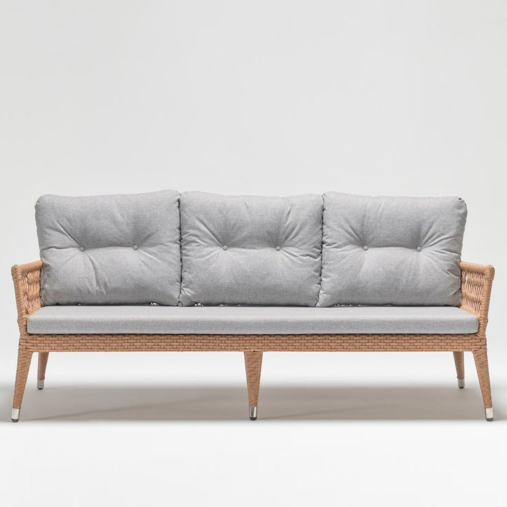 Three-seater outdoor rattan style sofa in resin wicker with water-repellent cushions – Camellia collection by Trendgoat