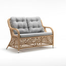 Two-seater rattan-effect sofa with lattice weave and plush removable cushions – Coral outdoor set by Trendgoat 

