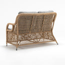 Two-seater rattan-effect sofa with lattice weave and plush removable cushions – Coral outdoor set by Trendgoat