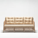 Traditional close-weave and lattice rattan-style three-seater sofa with plush Olefin cushions – Daisy Collection by Trendgoat