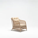 Handwoven resin wicker armchair with high backrest, arm support, and water-repellent beige cushion – Trendgoat Daisy set