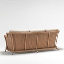 Trendgoat Henley 3-seater rattan garden sofa featuring a close-weave rattan design, high backrest, and weather-resistant Olefin cushions