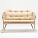 Trendgoat 3-seater outdoor garden sofa in handwoven resin wicker with Olefin fabric cushions and durable aluminum construction front view