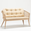 Trendgoat 3-seater outdoor garden sofa in handwoven resin wicker with Olefin fabric cushions and durable aluminum construction side angle view