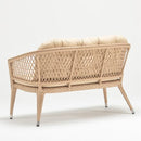 Trendgoat 3-seater outdoor garden sofa in handwoven resin wicker with Olefin fabric cushions and durable aluminum construction with back view