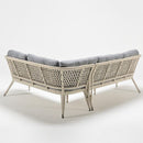 Trendgoat Judas 4-seater corner outdoor rattan furniture set with two-part sofa and rectangular glass-top table in handwoven resin wicker