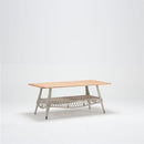 Rectangular coffee table with toughened safety glass top and built in shelve, featured in Lavender Lounging Collection garden set