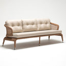 Traditional rattan-style 3-seater outdoor sofa with handwoven rattan and plush Olefin cushions from Lilly collection