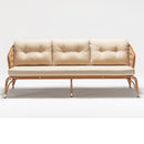 3-seater rattan outdoor sofa with handwoven synthetic rattan and plush polyester cushions