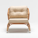 Single rattan armchair with aluminum frame and comfortable weather-resistant cushion