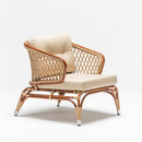 Single rattan armchair with aluminum frame and comfortable weather-resistant cushion