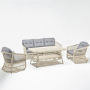 Judas Plus 5-seater outdoor garden lounge set with sofa, armchairs, and glass coffee table – resin wicker finish by TrendGoat