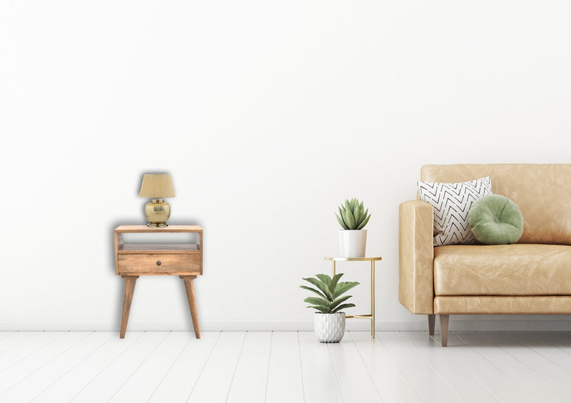 Modern Solid Wood Bedside with Open Slot-TrendGoat