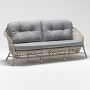 Three-seater outdoor sofa with Gray Olefin cushions and powder-coated frame in resin wicker weave - Oleander Plus Collection