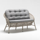 Outdoor 2-seater rattan-style chesterfield sofa with plush waterproof cushions and powder-coated frame – Oleander Collection