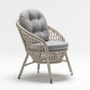 Compact Chesterfield garden armchair in resin wicker with high back and Olefin fabric cushion – TrendGoat Oleander Set