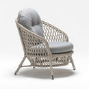 Compact Chesterfield garden armchair in resin wicker with high back and Olefin fabric cushion – TrendGoat Oleander Set
