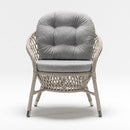 Compact Chesterfield garden armchair in resin wicker with high back and Olefin fabric cushion – TrendGoat Oleander Set