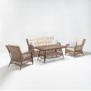 Palm 5-Seater garden furniture set with sofa, armchairs, and glass-top coffee table with shelve – resin wicker handwoven by TrendGoat