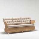 Elegant three-seater Beige Chesterfield outdoor sofa with Olefin cushions and Handwoven rattan – Petunia Collection from TrendGoat