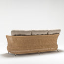 Elegant three-seater Beige Chesterfield outdoor sofa with Olefin cushions and Handwoven rattan – Petunia Collection from TrendGoat