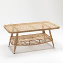 Tempered glass-top Handwoven rattan garden coffee table with lower  storage shelf – Pollen Collection by TrendGoat