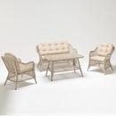 Poppy 5-seater chesterfield garden furniture set with three-seater sofa, two armchairs, and coffee table with lower shelve by TrendGoat