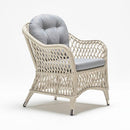 Compact handwoven garden armchair with high back and plush cushion – TrendGoat Poppy Set
