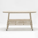 Rectangular garden table with tempered glass top and rattan-style storage shelf – Poppy Collection by TrendGoat
