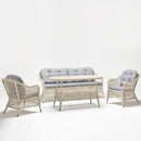 Poppy 4-seater outdoor lounge set with 2-seater sofa, armchairs, and glass-top table – resin wicker by TrendGoat