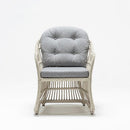 Compact handwoven garden armchair with high back and plush cushion – TrendGoat Poppy Set