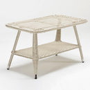 Rectangular Rattan garden table with tempered glass top and storage shelf – Poppy Collection by TrendGoat