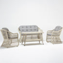 Poppy 4-Seater rattan outdoor lounge set with 2-seater sofa, armchairs, and glass-top table with storage shelve by TrendGoat