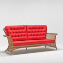 Large three-seater Red garden sofa in handwoven rattan with Olefin cushions – Rosa Collection by TrendGoat
