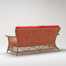 Large three-seater Red garden sofa in handwoven rattan with Olefin cushions – Rosa Collection by TrendGoat