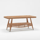 Rectangular coffee table with tempered glass top and storage shelf – Rosa garden furniture by TrendGoat