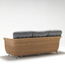Elegant three-seater outdoor sofa with plush Olefin cushions and resin wicker frame – Safron Collection by TrendGoat