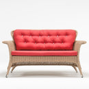 Two-seater Red sofa handwoven rattan with plush Olefin cushions – Tulip Collection by TrendGoat
