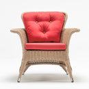 Compact garden armchair in handwoven rattan with water-resistant cushion – Tulip Set