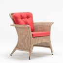 Compact garden armchair in handwoven rattan with water-resistant cushion – Tulip Set