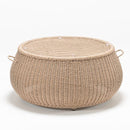 Round handwoven rattan garden coffee table with tempered glass top  – part of Tulip Lounging Collection by TrendGoat